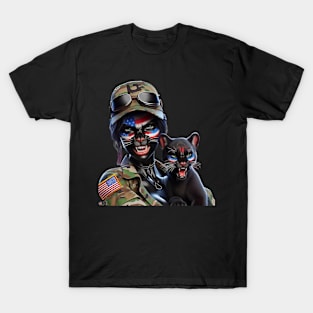 Woman Warrior Panther with Cub by focusln T-Shirt